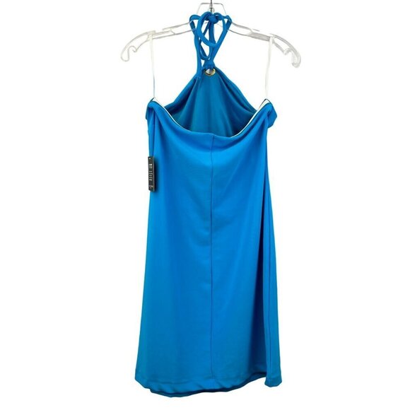 Boston Proper Women’s Halter Tie Neck Turquoise Sheath Dress Short Medium New - Picture 6 of 9